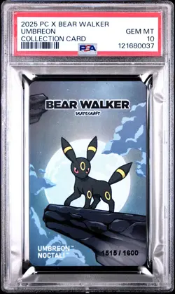 UMBREON PSA 10 2025 POKEMON CENTER X BEAR WALKER COLLECTION CARD - 1515/1600 - Image 1