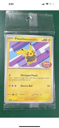 Pikachu Berkemeja Batik 154/SV-P Pokemon Indonesia Journey Promo Purple - SEALED - Image 1