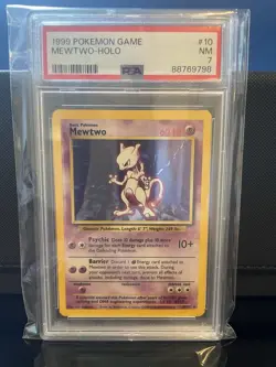 Pokemon TCG Mewtwo Holo Base Set Unlimited #10 PSA 7 Rare Vintage - Image 1