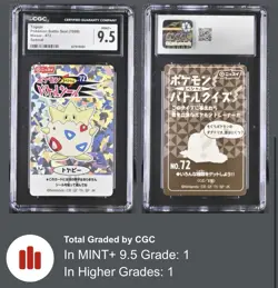 Pokemon 1999 Battle Seal Nissui Special #72 Togepi Prism Holo CGC 9.5 POP 1 - Image 2