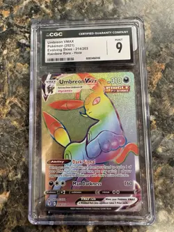 2021 Pokemon Evolving Skies Umbreon VMAX 214/203 Rainbow Rare CGC 9 Mint - Image 1