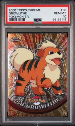 2000 TOPPS CHROME POKEMON T.V. 58 GROWLITHE | PSA 10 - Image 1