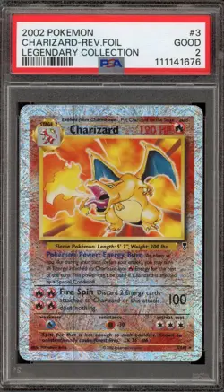 Pokemon Charizard Legendary Coll. Reverse Holo Rare #3 PSA 2 - Image 1