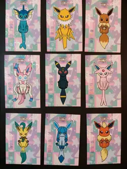 Pokemon Let's Go Eevee Database Peru Tails Set Eeveelutions Full Set HEART HOLO - Image 1