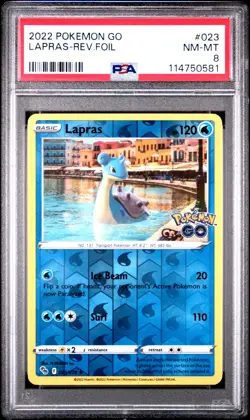 2022 POKEMON GO #023 LAPRAS-REVERSE FOIL PSA 8 - Image 1
