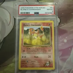 2000 Pokemon Gym Heroes Blaine's Charmander PSA 8 #61 - Image 1