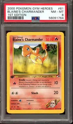 2000 Pokemon Gym Heroes 1st Edition Blaine's Charmander PSA 8 #61 - Image 1
