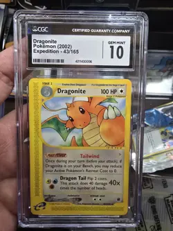 CGC 10 GEM MINT Dragonite 43/165 Expedition Base Rare 2002 Vintage WOTC Pokemon - Image 1