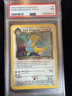 Dark Dragonite 5/82 Team Rocket Holo Base Set PSA 7 Pokemon - Image 1