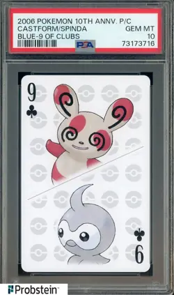 2006 Pokemon 10th Anniversary Playing Card 9 Of Clubs Castform Spinda PSA 10 - Image 1