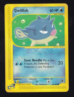 2002 Pokemon Qwilfish 127/165 Expedition - Image 1