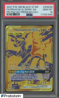 2021 Pokemon SM Black Star Pikachu & Zekrom Gx FA #SM248 Premium Coll PSA 10 - Image 1