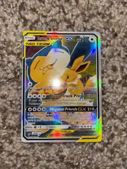 Pokemon TCG Eevee & Snorlax GX Card FAKE/REPLICA/ DISPLAY ONLY - Image 1