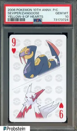 2006 Pokemon 10th Anniversary Playing Card 9 Of Hearts Seviper Zangoose PSA 10 - Image 1