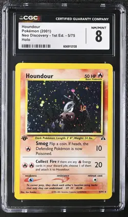 CGC 8 Houndour Neo Discovery 1st Edition 5/75 Holo Pokemon Card - Image 1
