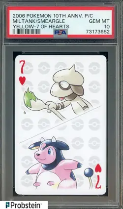 2006 Pokemon 10th Anniversary Playing Card 7 Of Hearts Miltank Smeargle PSA 10 - Image 1