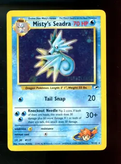 2000 Pokemon TCG Gym Heroes Pre-Release #9 Misty's Seadra Holo Rare - Image 1