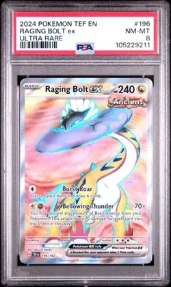 RAGING BOLT EX #196 PSA 8 • 2024 POKEMON TEF EN-TEMPORAL FORCES ULTRA RARE - Image 1