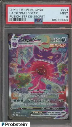 2021 Pokemon SWSH Fusion Strike Secret #271 Gengar Vmax FA PSA 9 MINT - Image 1