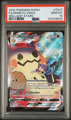 Mimikyu Vmax TG17 PSA 10 - Brilliant Stars Trainer Gallery - Pokemon Gem Mint - Image 1