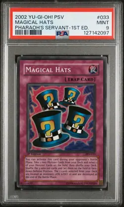 2002 Yugioh PSV Magical Hats #033 Pharaohs Servant 1st Edition PSA 9 Mint - Image 1