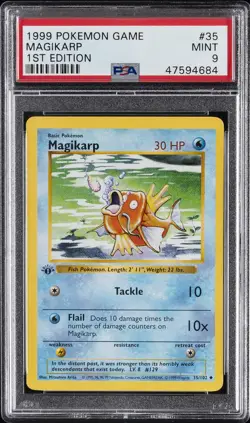 1999 POKEMON BASE SET 1ST EDITION #35 MAGIKARP PSA 9 - Image 1