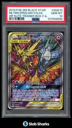 2019 POKEMON SM BLACK STAR PROMOS MOLTRES & ZAPDOS ARTICUNO TAG TEAM PSA 10 - Image 1