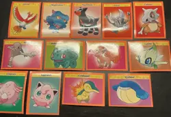 Vintage pokemon 1995 Pokedex stickers Merlin celebi cubone bulba houndoom ho oh - Image 4