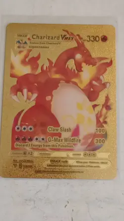 2020 POKEMON CHARIZARD VMAX CLAW SLASH G-MAX WILDFIRE GOLD CARD #020/189 - Image 1