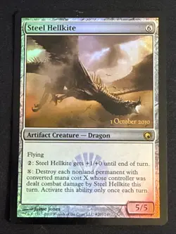 1x Foil Steel Hellkite (205) Scars of MIrrodin Prerelease Promo MP MTG Magic x1 - Image 1