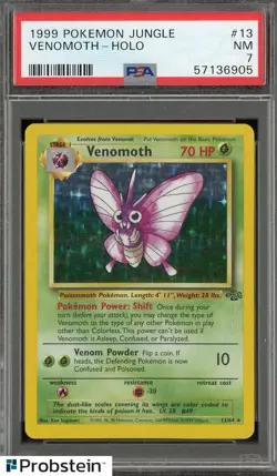 1999 Pokemon Jungle #13 Venomoth - Holo PSA 7 NM - Image 1