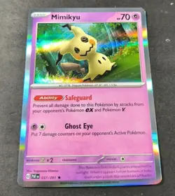 Pokemon Paldean Fates Mimikyu Holo Rare Card 037/091 NM - Image 1