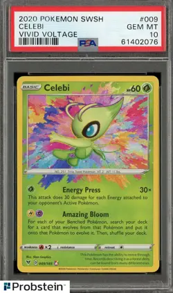 2020 Pokemon SWSH Vivid Voltage #009 Celebi PSA 10 GEM MINT - Image 1