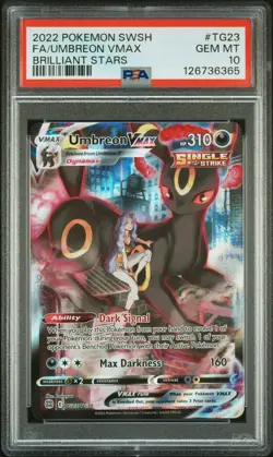 2022 POKEMON SWORD & SHIELD BRILLIANT STARS #TG23 FULL ART/UMBREON VMAX PSA 10 - Image 1