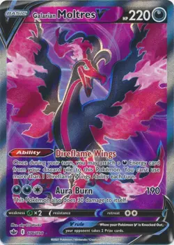 Galarian Moltres V (Full Art) 176/198 Ultra Rare Chilling Reign Pokemon TCG - Image 1