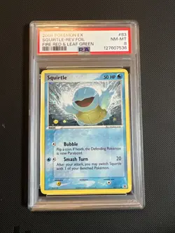 2004 POKEMON EX FIRE RED & LEAF GREEN #83 SQUIRTLE-REVERSE FOIL PSA 8 - Image 1