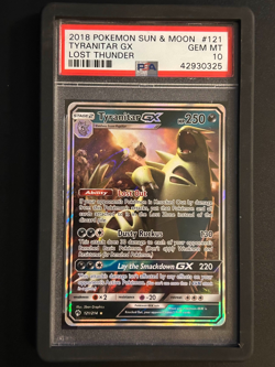 2018 POKEMON SUN & MOON LOST THUNDER #121 TYRANITAR GX PSA 10 GEM MINT - Image 1