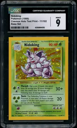 1999 Pokemon COSMOS Holo Test Print Nidoking #11 Base Set CGC 9 MINT - Image 1