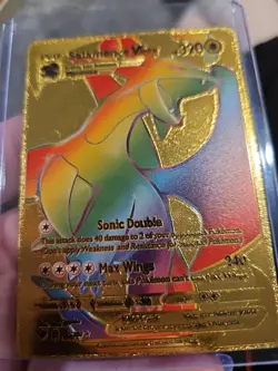 Salamance Vmax Rainbow Gold Foil Fan Art Vinyl Collector Pokemon Card 194/189 - Image 4