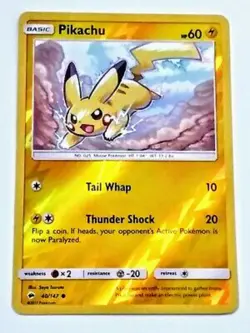 POKEMON CARD REVERSE HOLO PIKACHU 40/147 NO 025 MOUSE POKEMON TCG CCG - Image 1