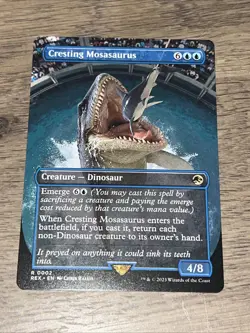 MTG Magic The Gathering REX Jurassic Park World Borderless 2 Cresting Mosasaurus - Image 1