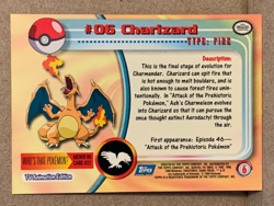 1999 Topps Pokemon TV Animation Edition Charizard Non- Holo Foil #06 Blue Logo - Image 2