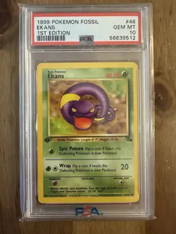 1999 POKEMON FOSSIL EKANS 1st EDITION PSA 10 - Image 1