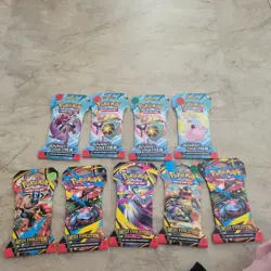 Pokemon TCG Mega Evolutions Sleeved Booster Full Art Set W Journey 9 Packs Total - Image 1