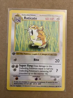 Pokemon TCG Raticate Base Set 40/102 1st Edition Never Played Near Mint - Image 1