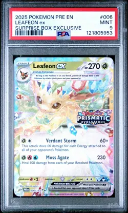 2025 POKEMON PRE EN-PRISMATIC EVOLUTIONS LEAFEON ex #006 PSA 9 MINT - Image 1