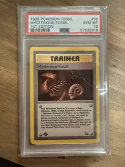 1999 POKEMON FOSSIL 1ST EDITION #62 MYSTERIOUS FOSSIL PSA 10 - Image 1