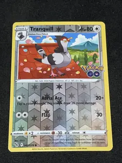 TRANQUILL 62/78 Pokemon GO REVERSE HOLO Pokemon TCG Card FRESH - Image 1