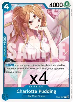4X One Piece Card Game Charlotte Pudding OP06-047 Rare NM - Image 1