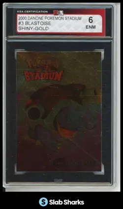 2000 DANONE POKEMON STADIUM #3 BLASTOISE SHINY GOLD KSA 6 - Image 1